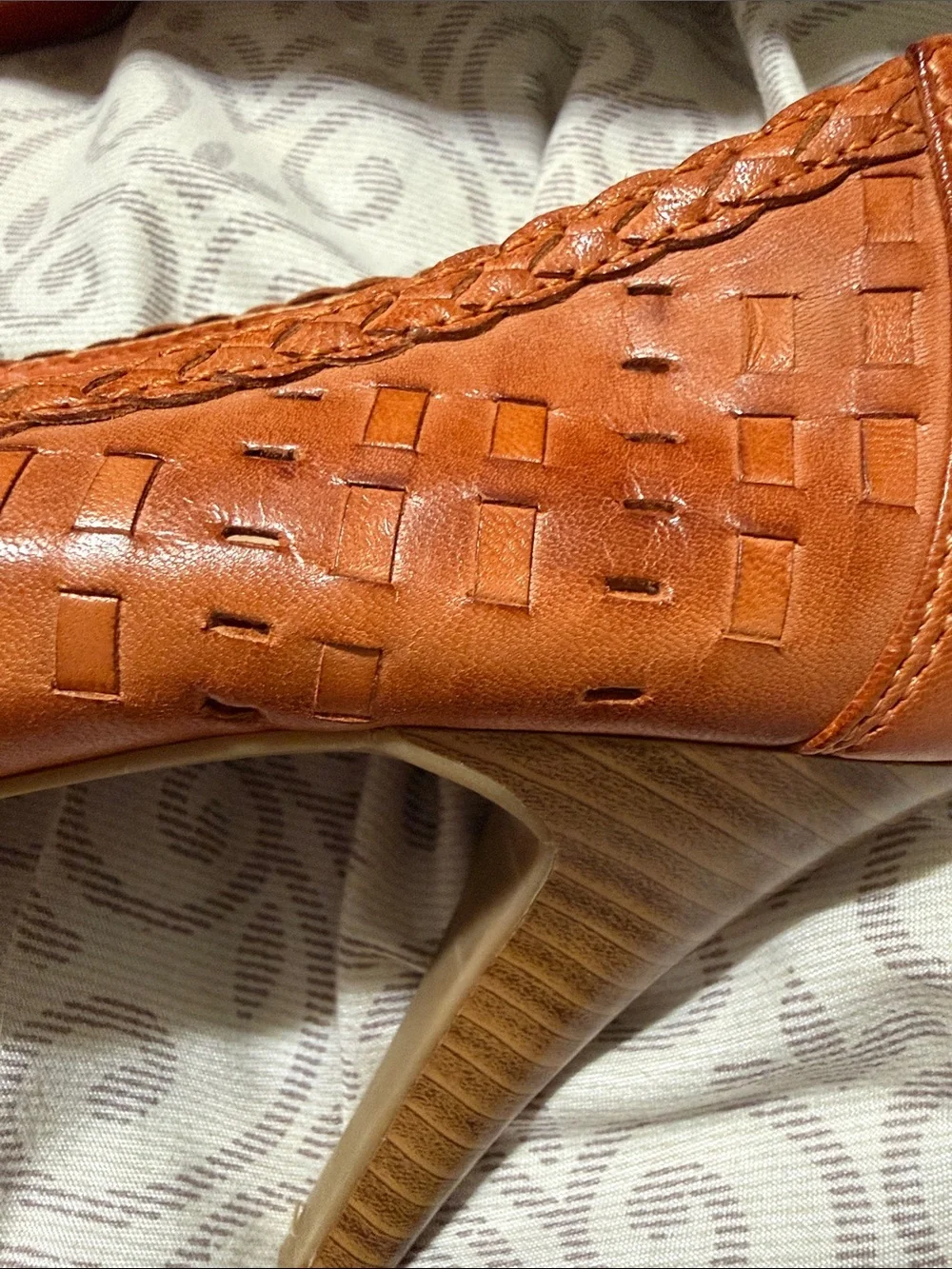 Andrew Geller Woven Leather 4” Stiletto Heels Burnt Orange Size 7